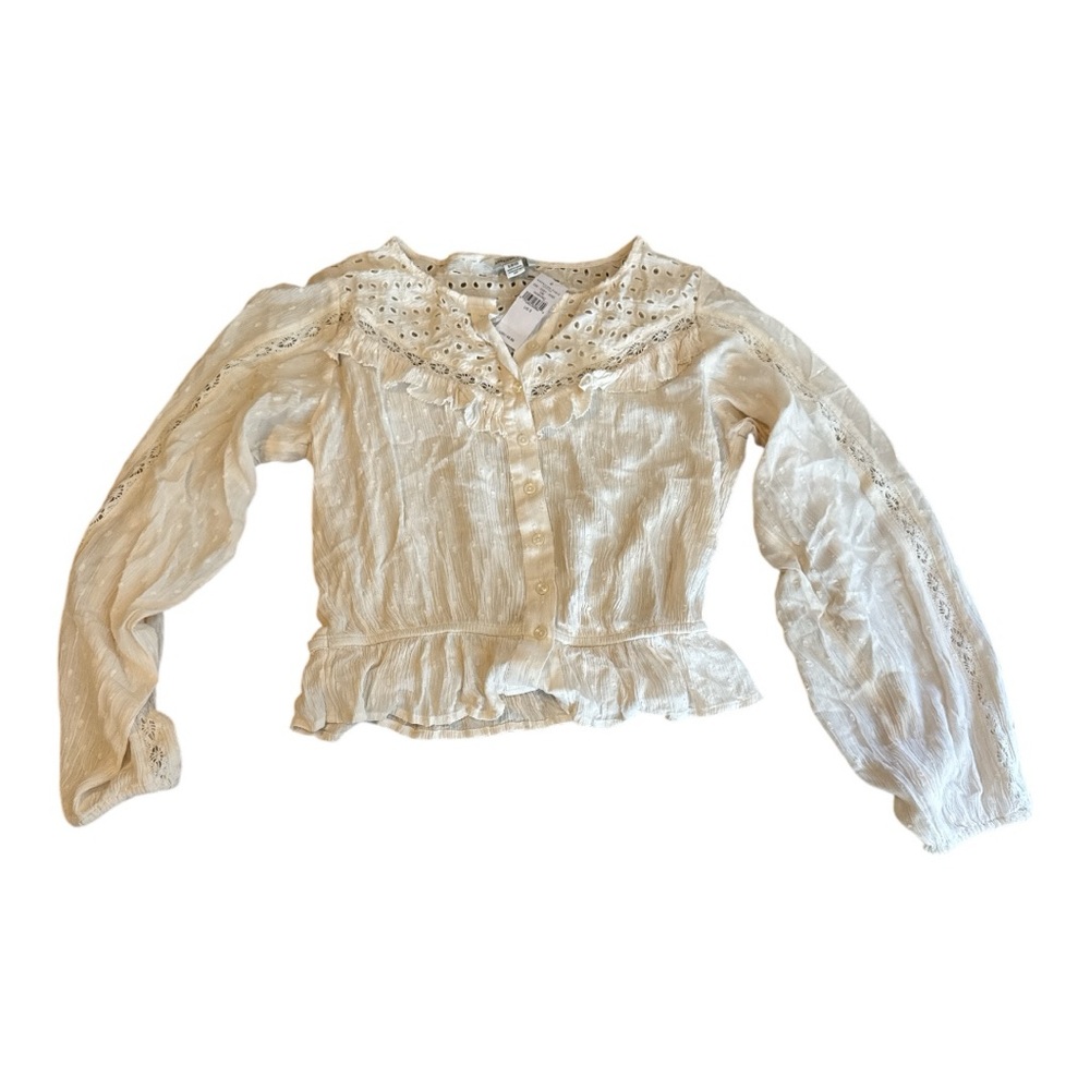 American Eagle Cream Blouse with Lace Size Small NWT